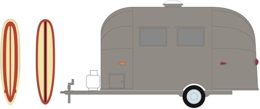 エアストリーム ヴィンテージ 16'バンビ 1/64 グリーンライト 1/64 エアストリーム 16' バンビ サーフボード付